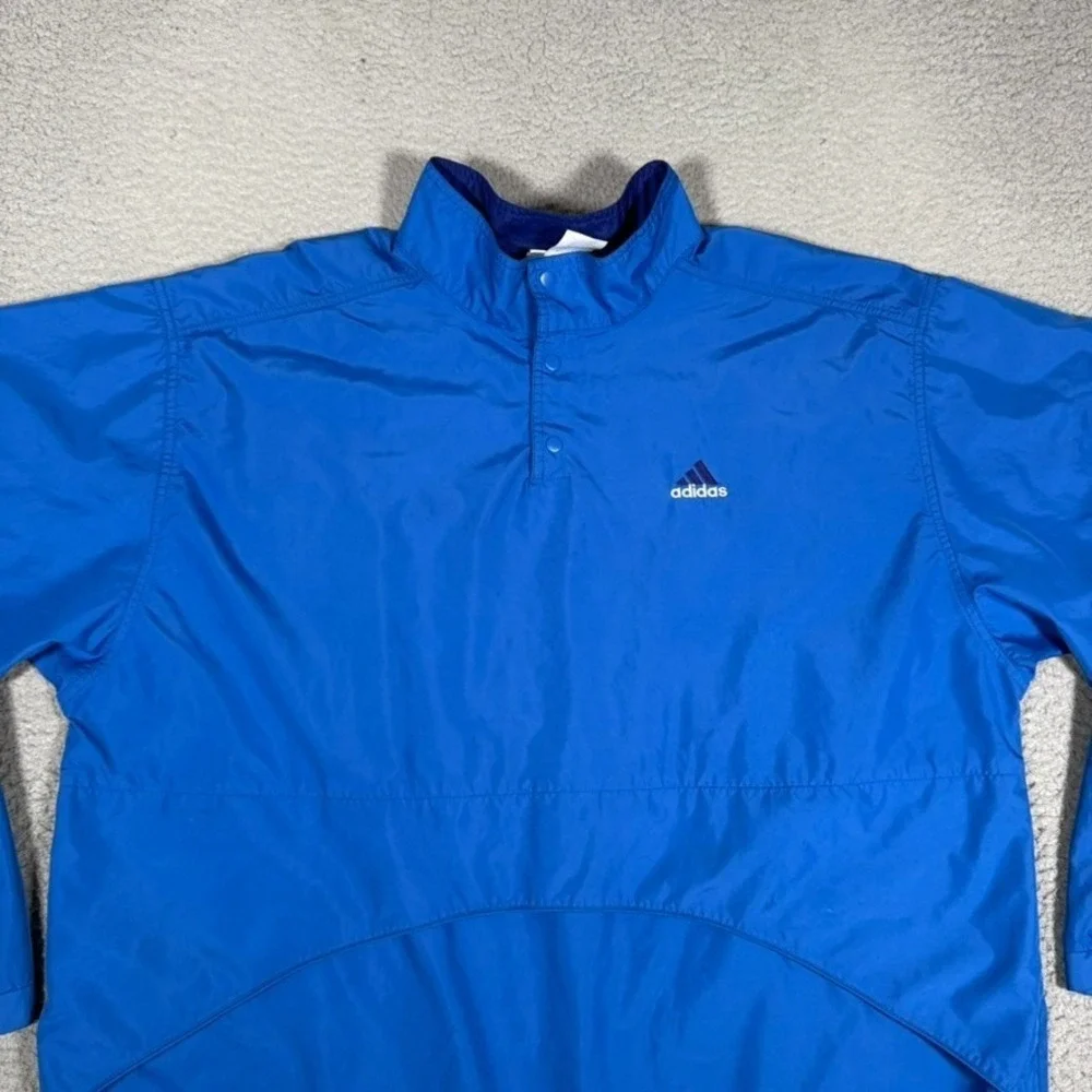 Vintage Adidas Windbreaker Mens XL Blue Pullover Vented Snap Lightweight Logo‎